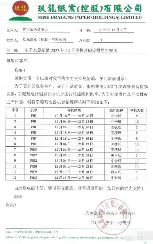 东莞玖龙12台纸机将在本月停机 纸价能否绝地反弹